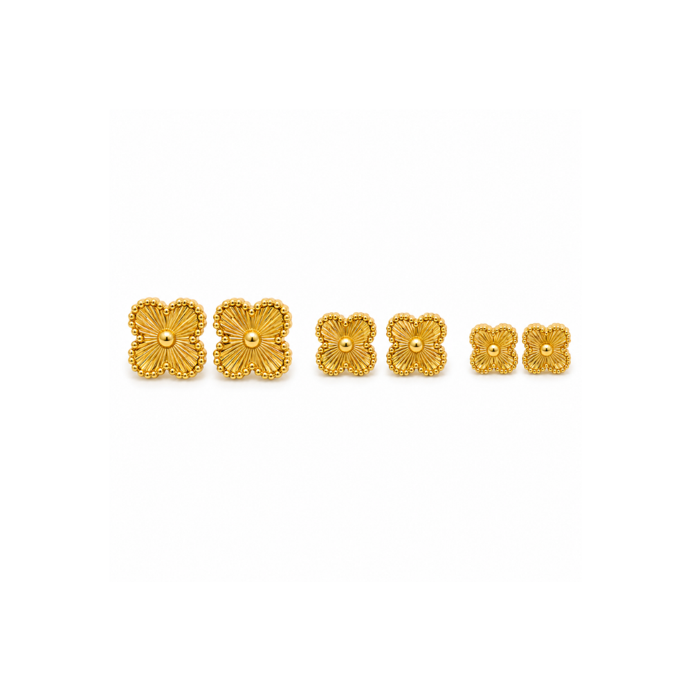 Brinco Trio de Trevos Nina Banhado em Ouro 18K