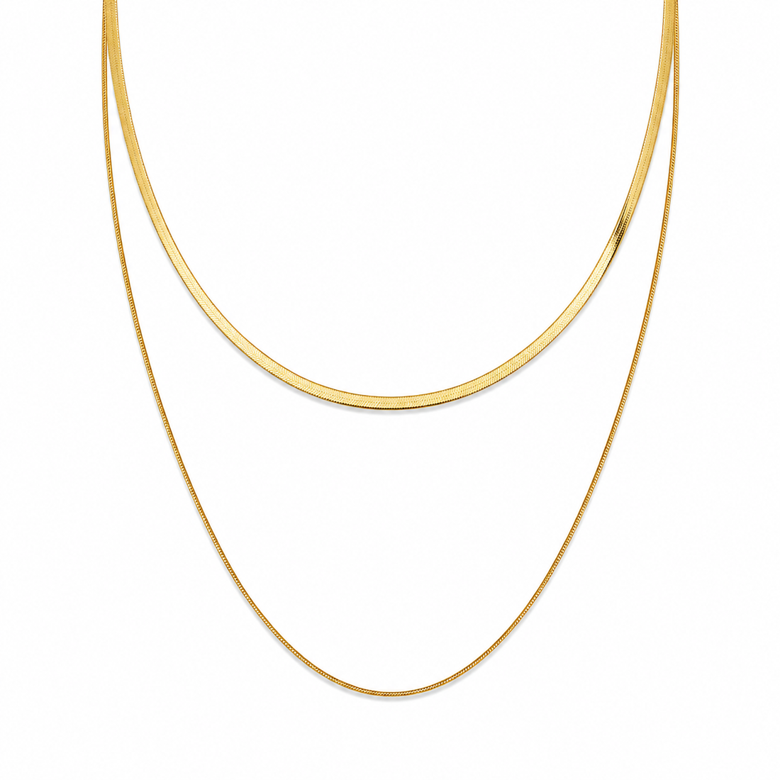 Colar de Malha Duplo Luna Banhado em Ouro 18K