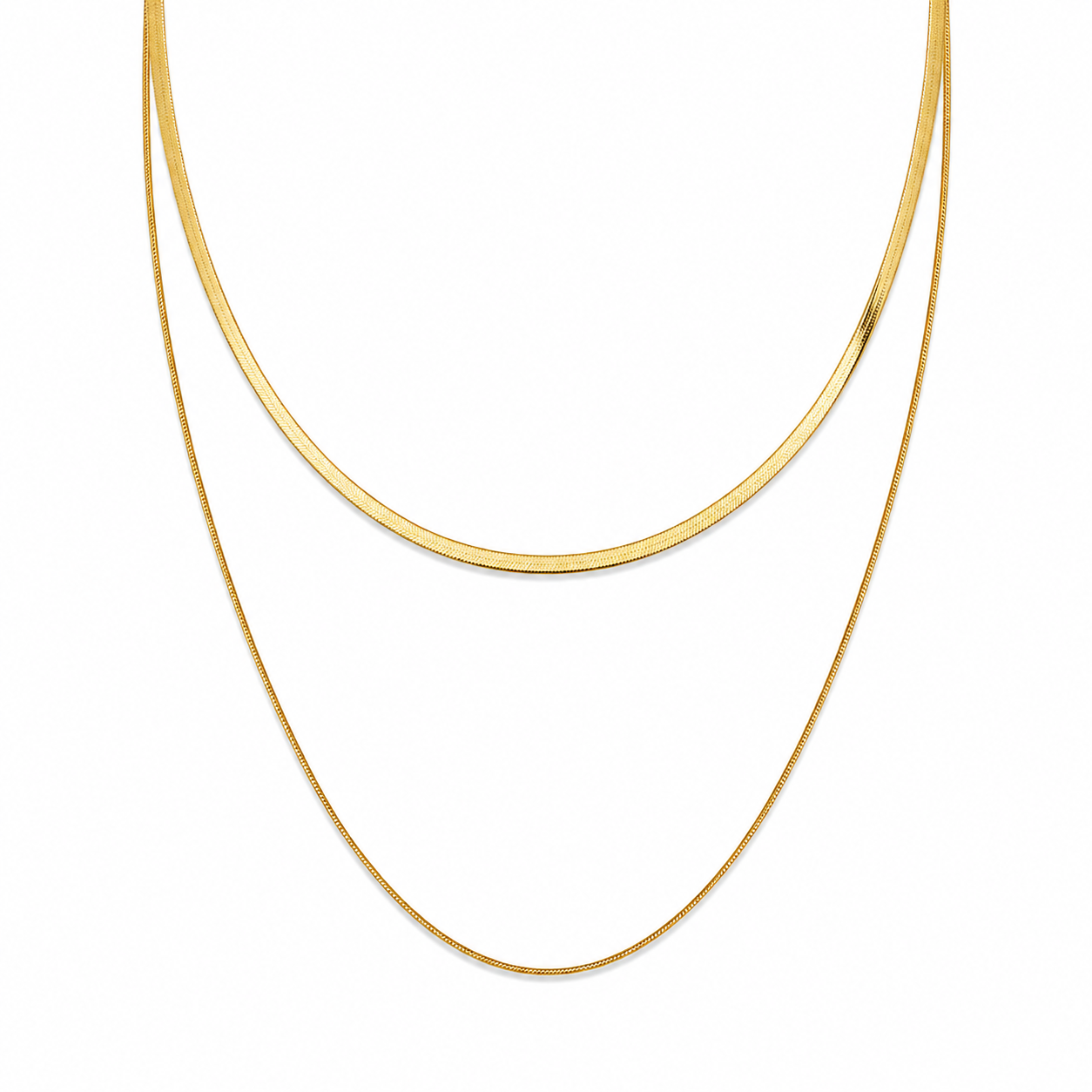 Colar de Malha Duplo Luna Banhado em Ouro 18K