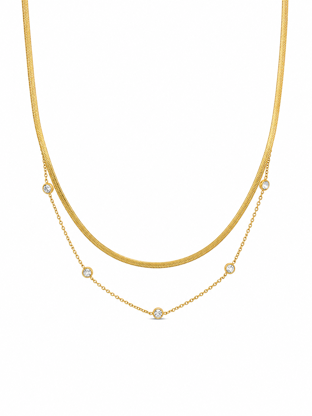 Colar Duplo Elisa Banhado em Ouro 18K