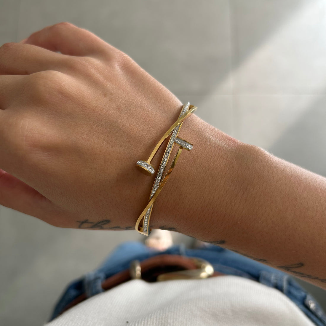 Bracelete Prego Zircônias Toledo Aço Inoxidável