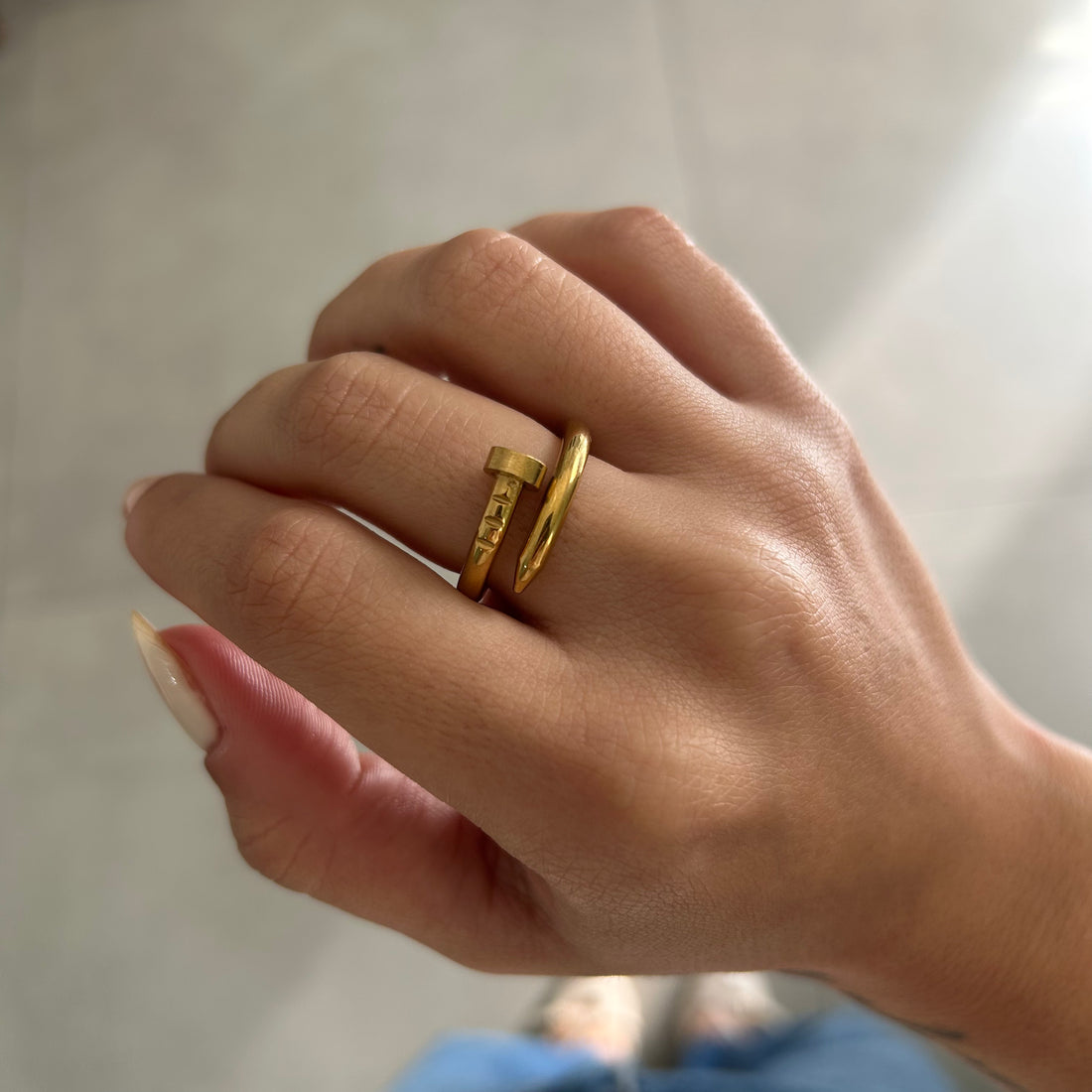 Anel Prego Pietra Banhado em Ouro 18K