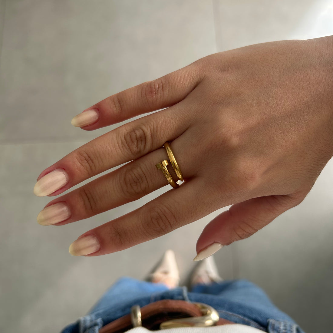 Anel Prego Pietra Banhado em Ouro 18K