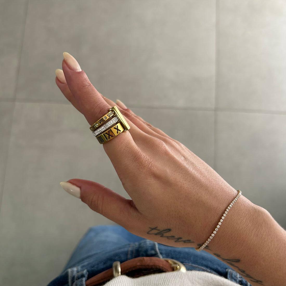 Anel Aro Triplo Imperial Banhado em Ouro 18K