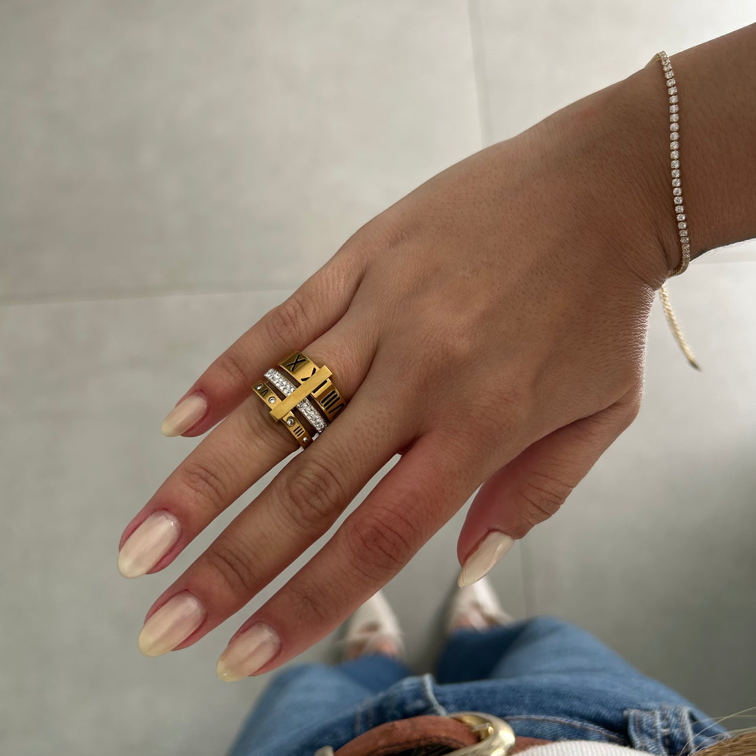Anel Aro Triplo Imperial Banhado em Ouro 18K