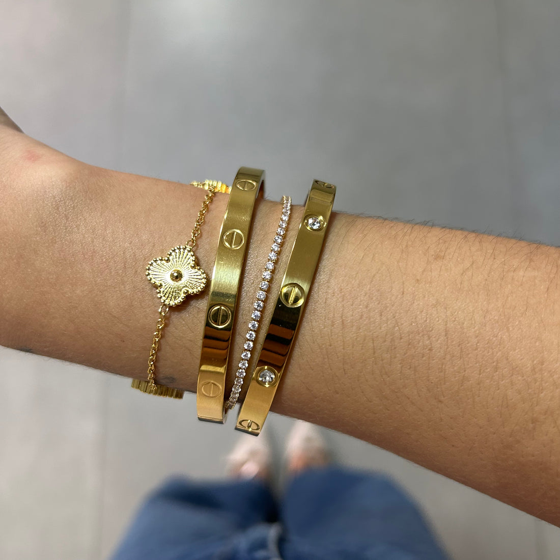 Pulseira Trevos Nina Banhado em Ouro 18K