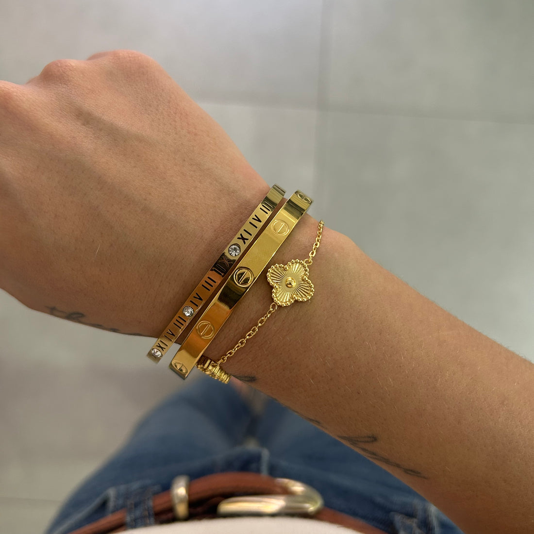 Pulseira Trevos Nina Banhado em Ouro 18K