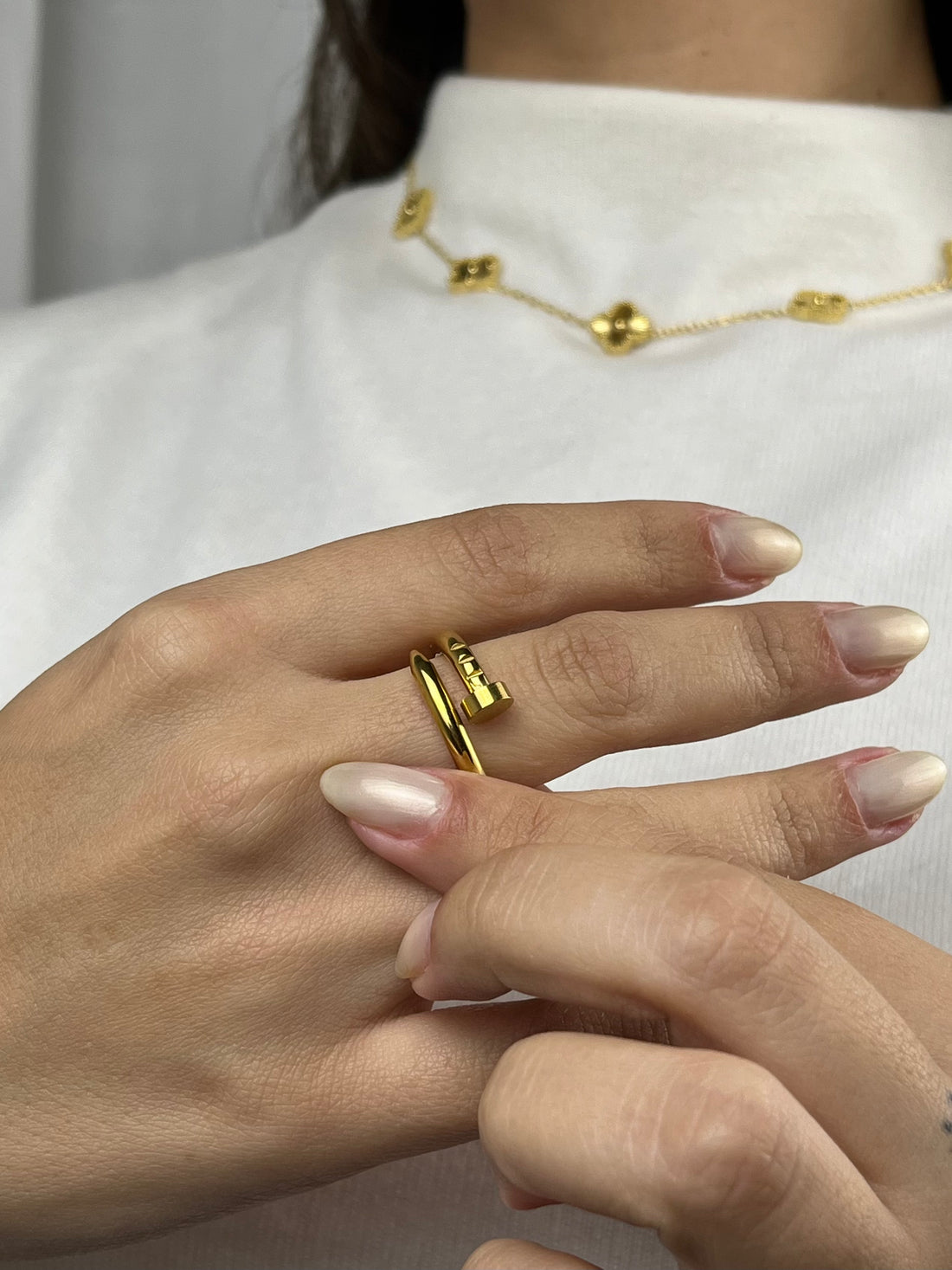 Anel Prego Pietra Banhado em Ouro 18K