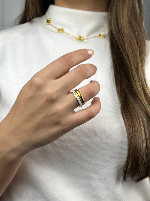 Anel Brilhante Aurora Banhado em Ouro 18K