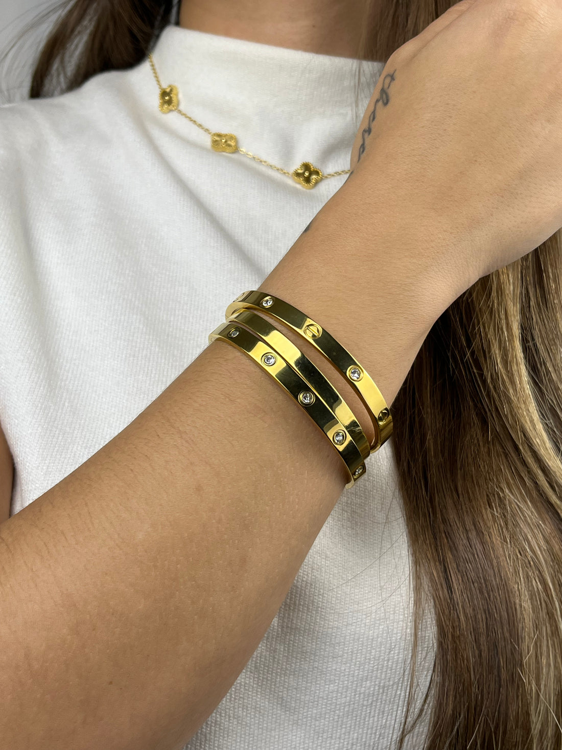 Colar Trevos Nina Banhado em Ouro 18K