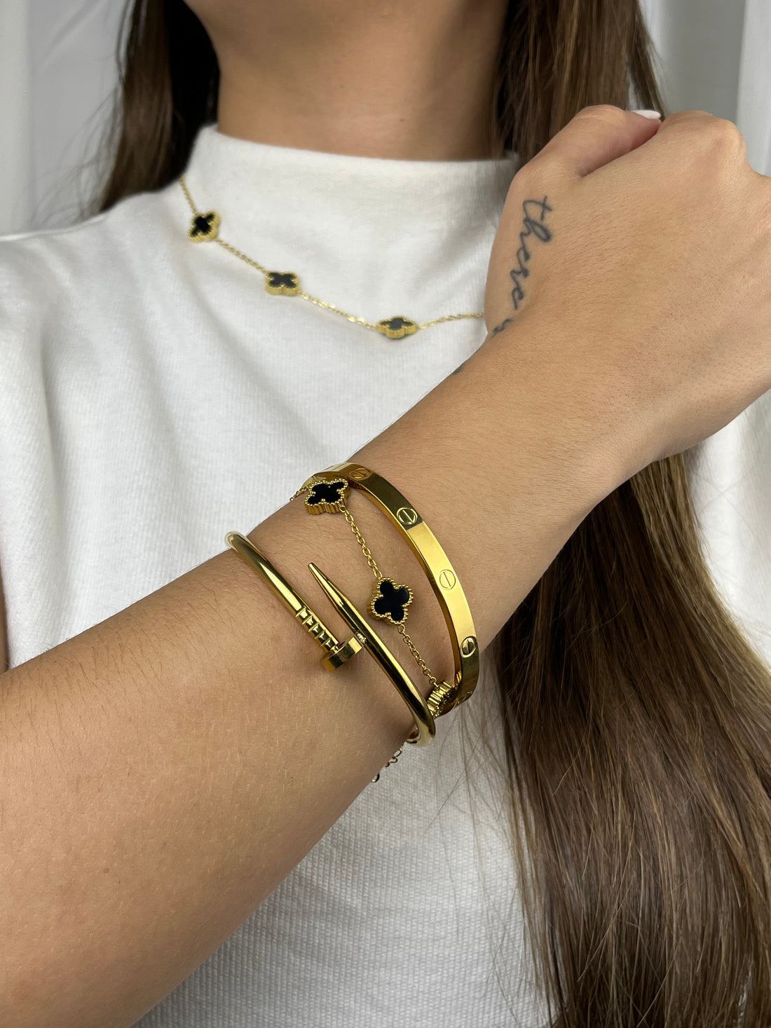 Colar Trevos Lina Banhado em Ouro 18K