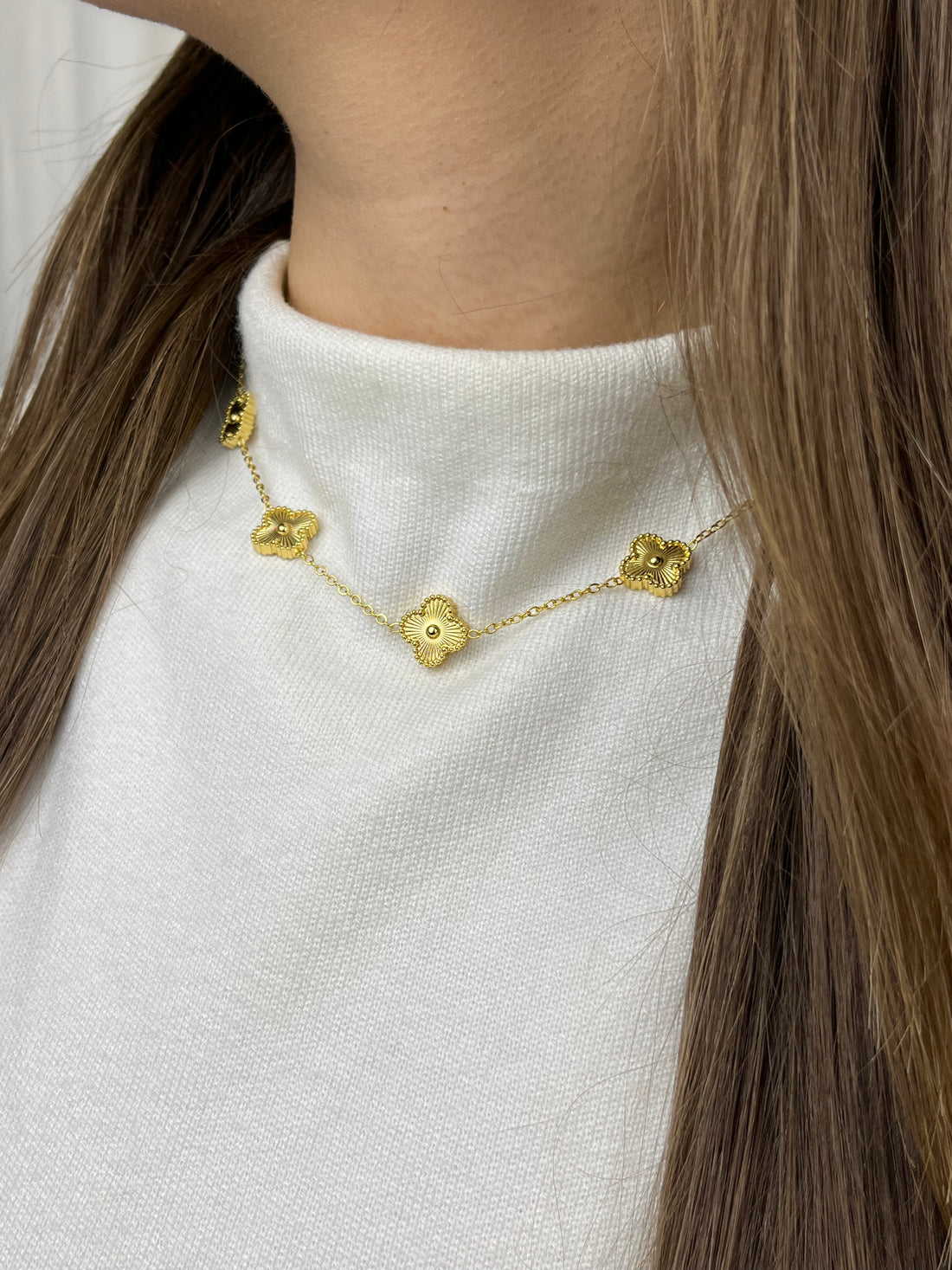 Colar Trevos Nina Banhado em Ouro 18K