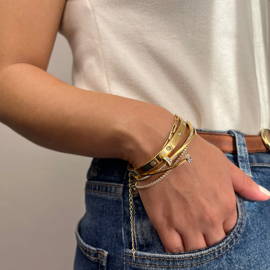 Bracelete Prego Zircônias Toledo Aço Inoxidável