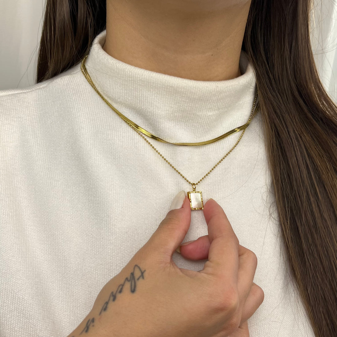 Colar Duplo Serena Banhado em Ouro 18K