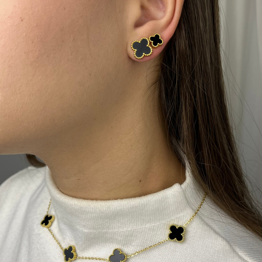 Brinco Trio de Trevos Lina Banhado em Ouro 18K