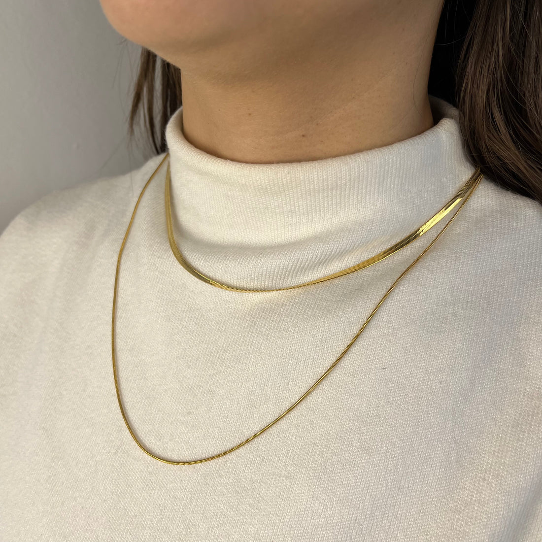 Colar de Malha Duplo Luna Banhado em Ouro 18K