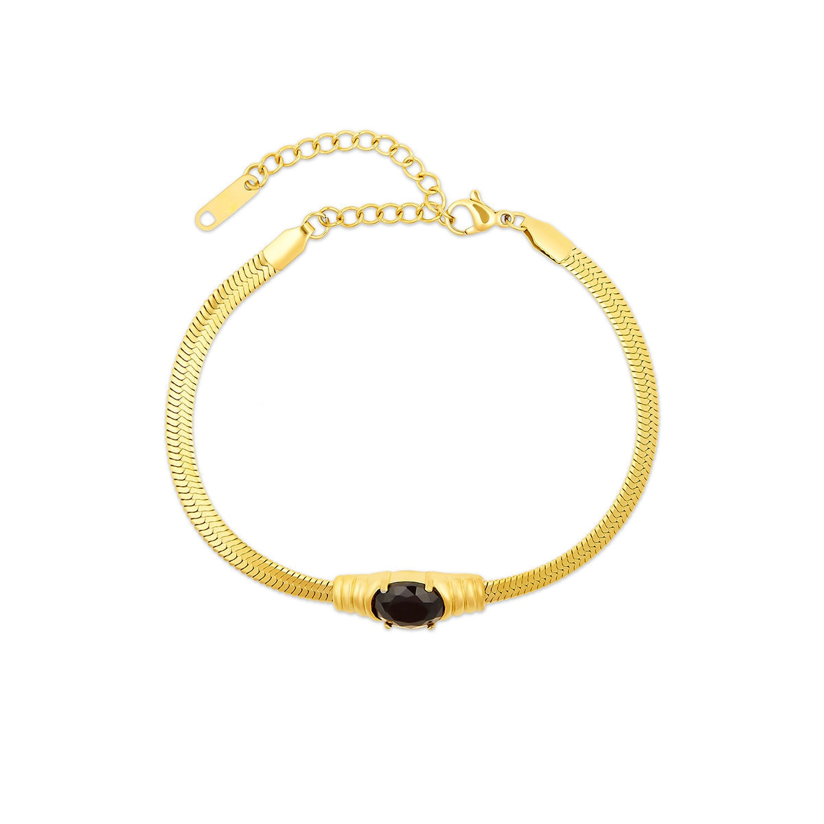 Pulseira Malha Ônix Noir Banhado em Ouro 18K