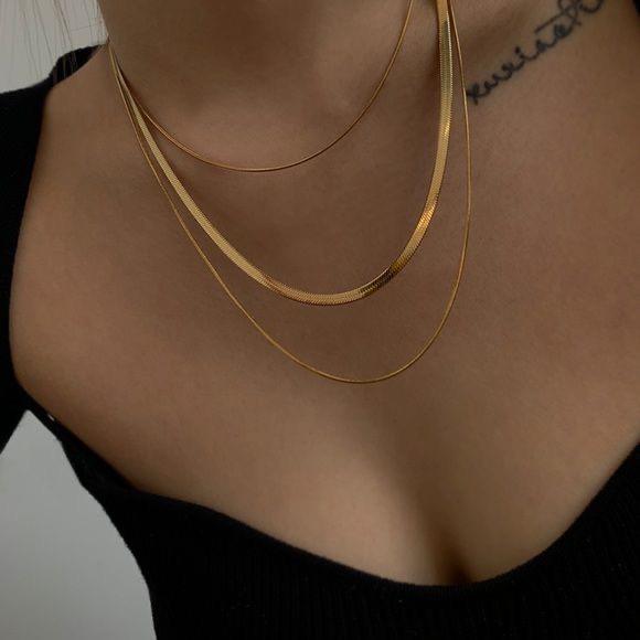 Colar Trio Malha Vicenza Banhado em Ouro 18K
