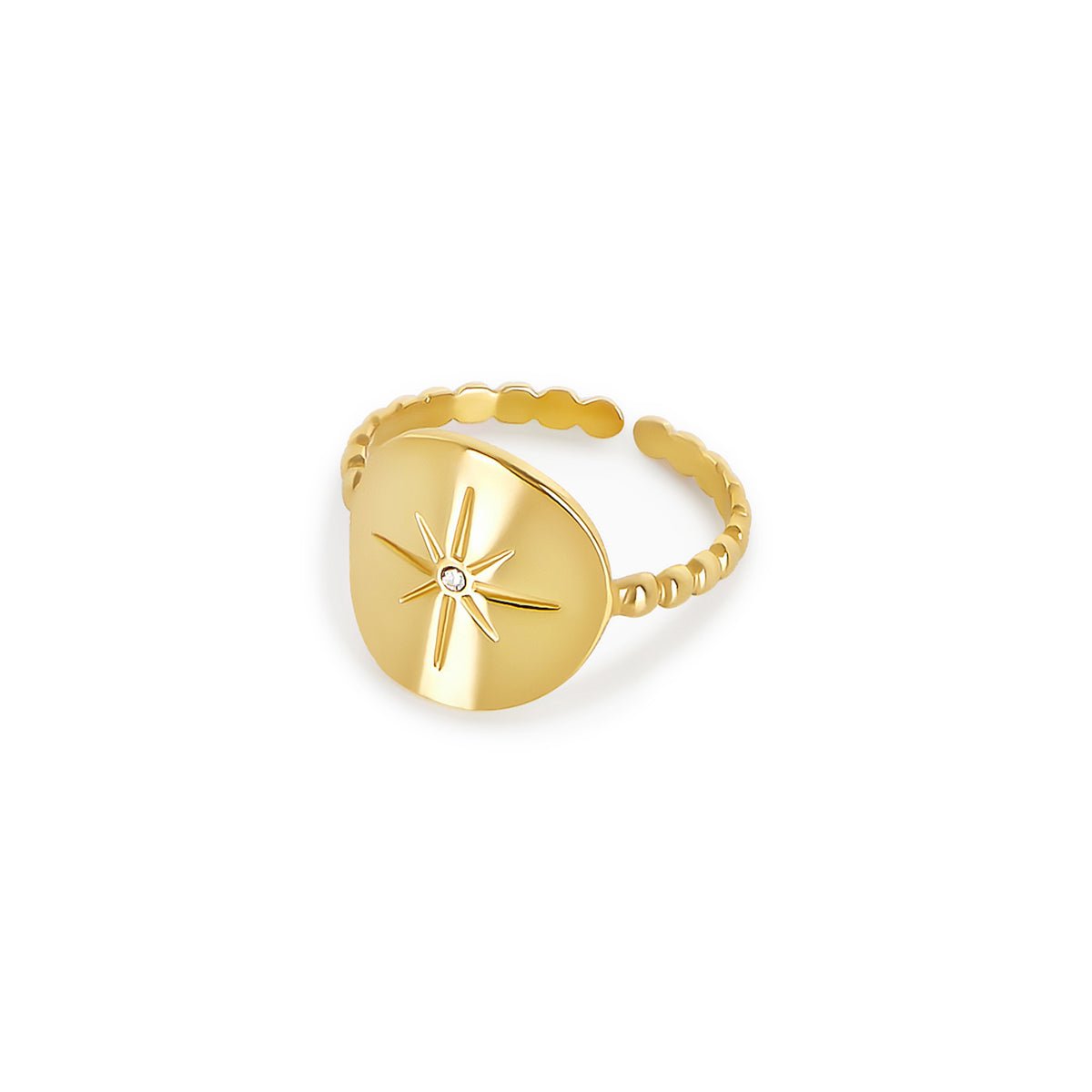 Anel Ajustável Estrela Sirena Banhado em Ouro 18K