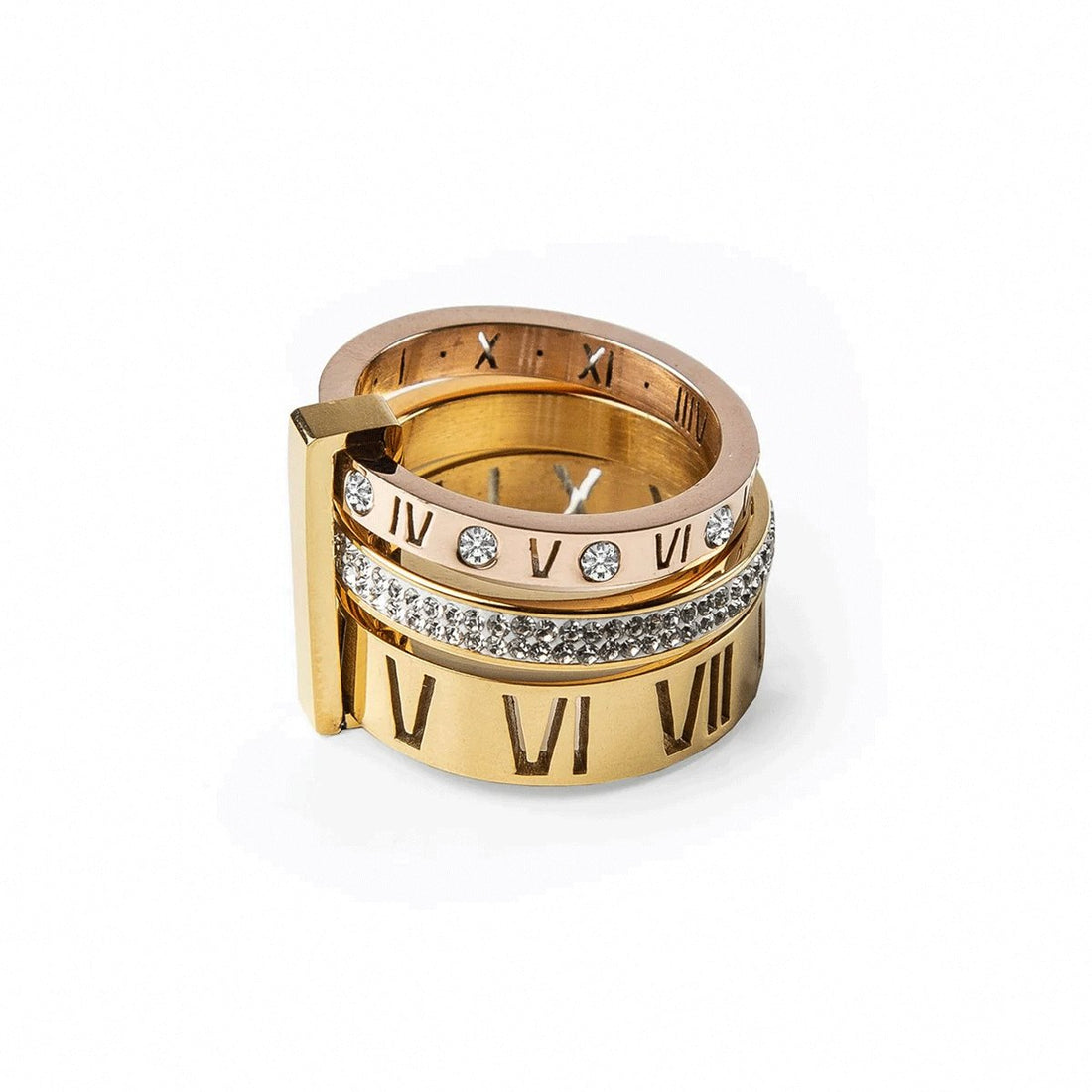 Anel Aro Triplo Imperial Banhado em Ouro 18K
