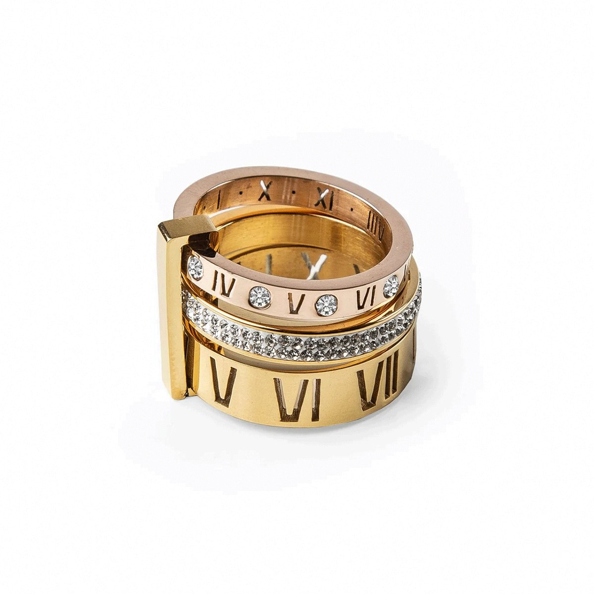 Anel Aro Triplo Imperial Banhado em Ouro 18K