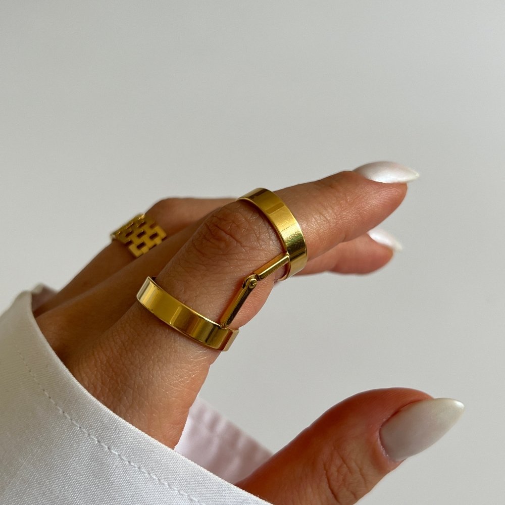 Anel Articulado Lexa Banhado em Ouro 18K