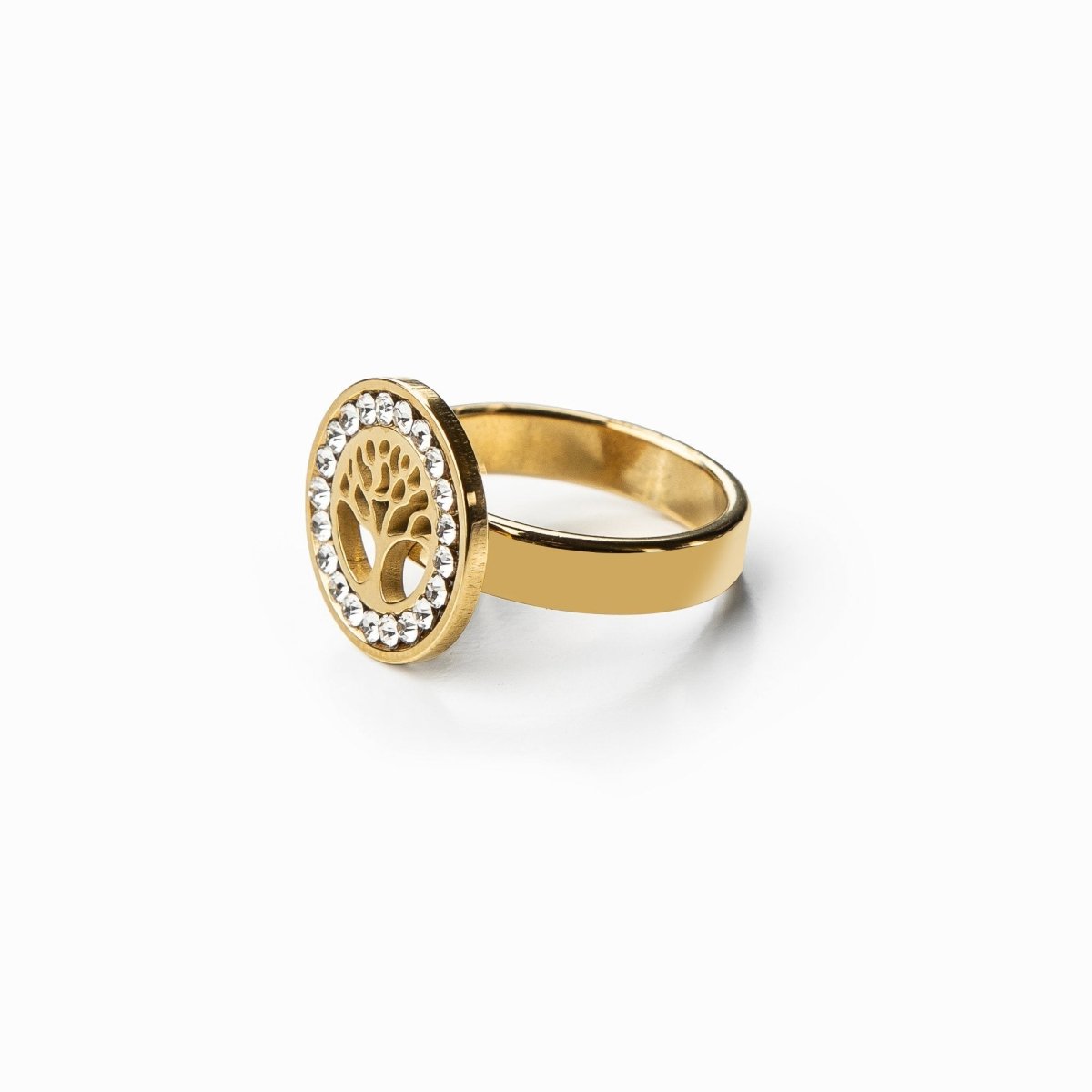 Anel Árvore da Vida Eden Banhado em Ouro 18K