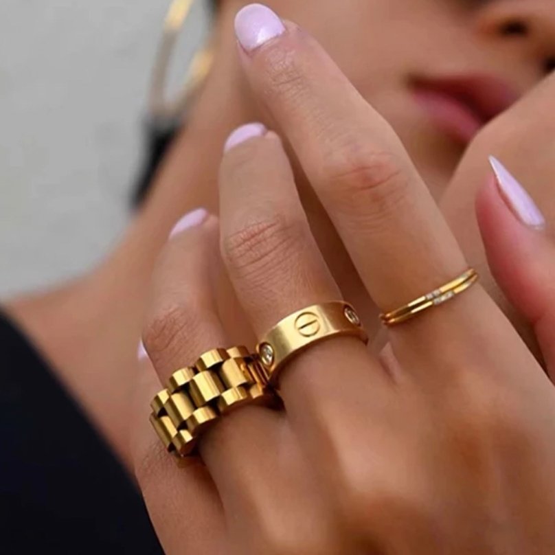 Anel Elos Camille Banhado em Ouro 18K