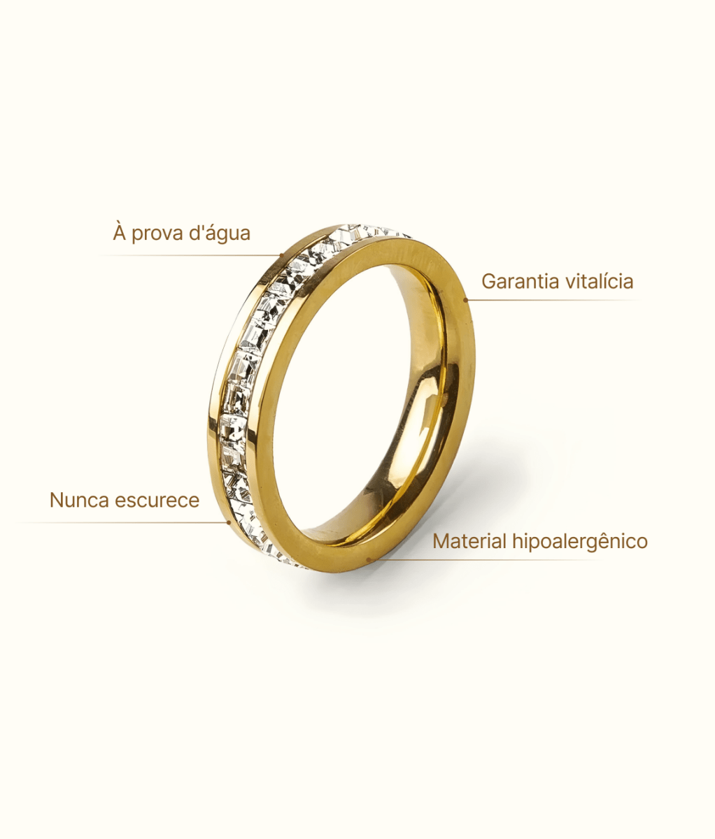 Anel Brilhante Aurora Banhado em Ouro 18K
