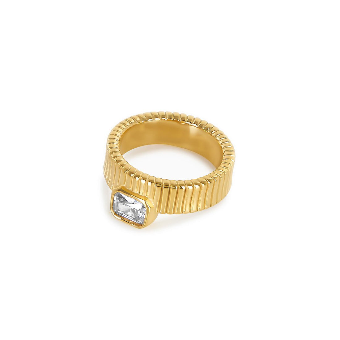 Anel Zircônia Aurene Banhado em Ouro 18K