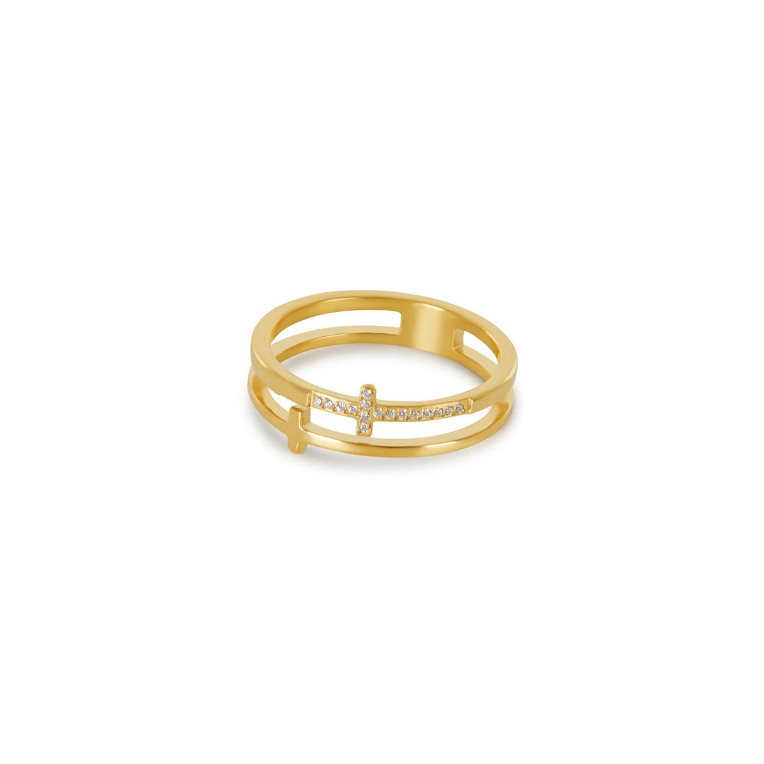 Anel Cruz Norah Banhado em Ouro 18K