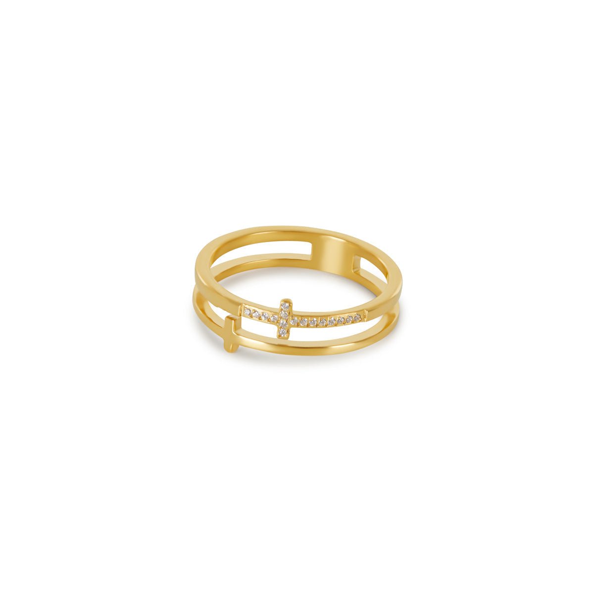 Anel Cruz Norah Banhado em Ouro 18K
