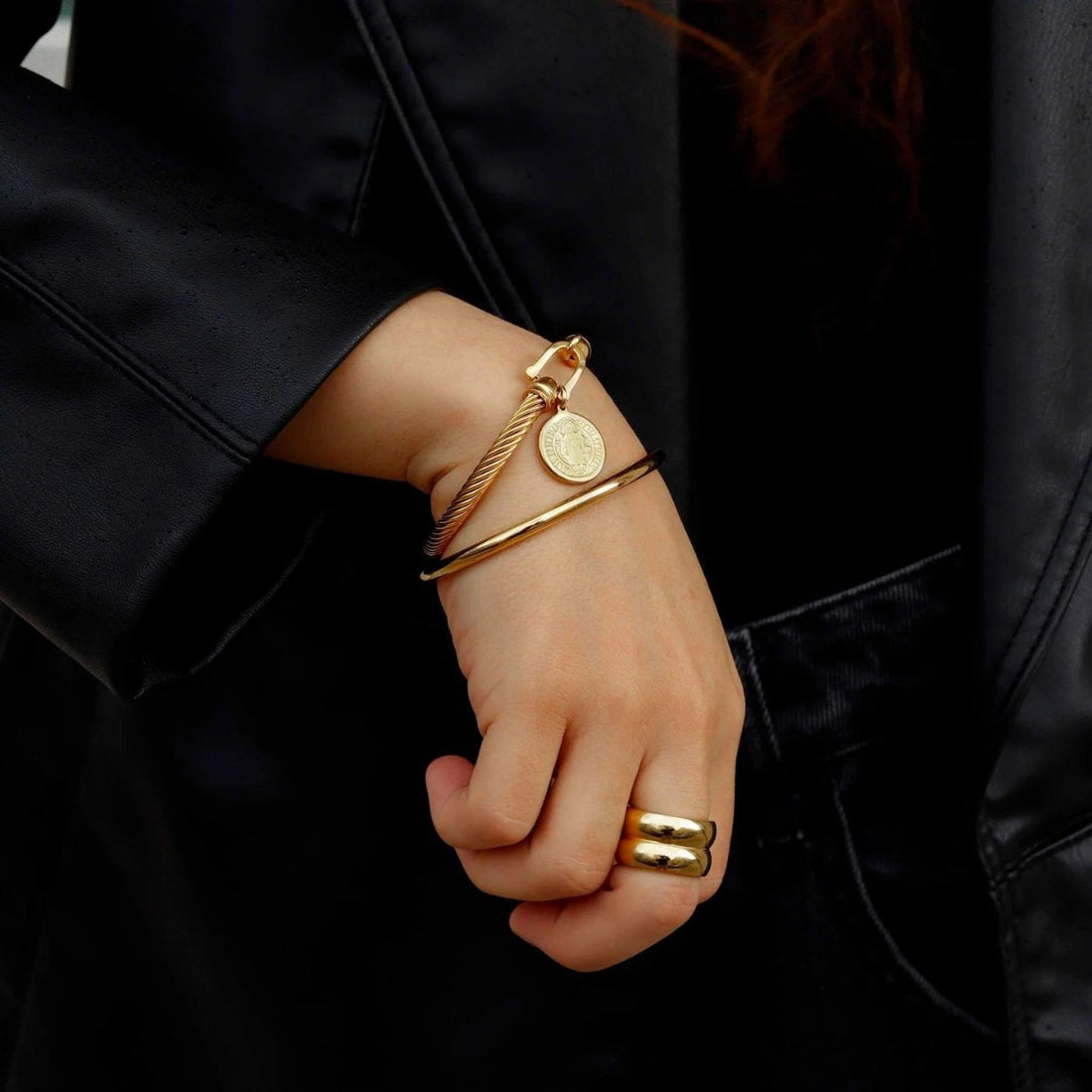 Anel Chunky Duplo Darella Banhado em Ouro 18K