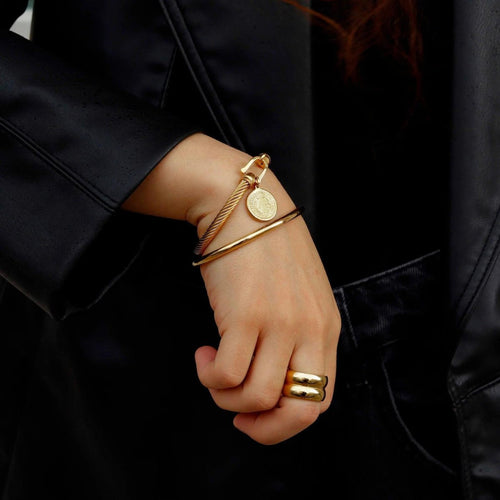 Anel Chunky Duplo Darella Banhado em Ouro 18K