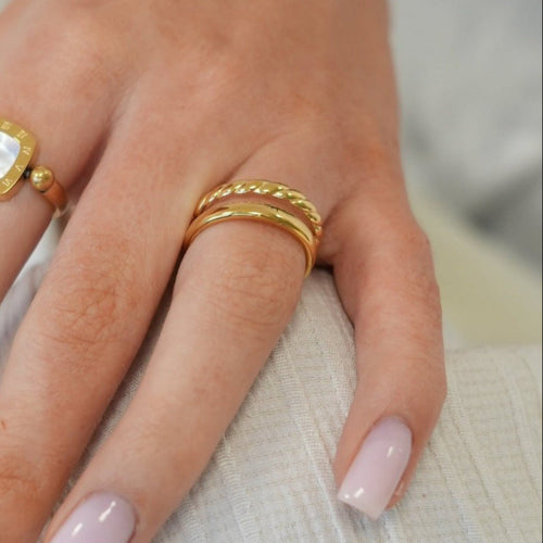 Anel Duplo Narisse Banhado em Ouro 18K