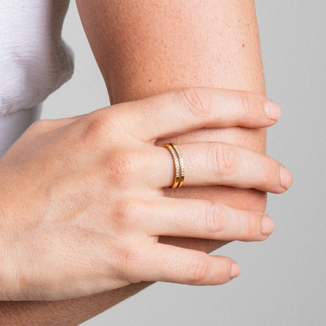 Anel Duplo Elani Banhado em Ouro 18K
