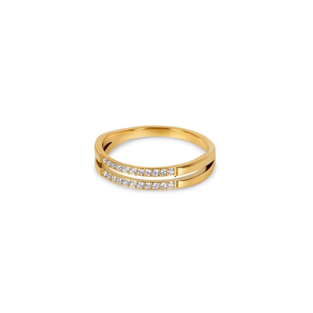 Anel Duplo Elani Banhado em Ouro 18K