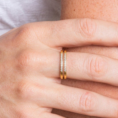 Anel Duplo Elani Banhado em Ouro 18K