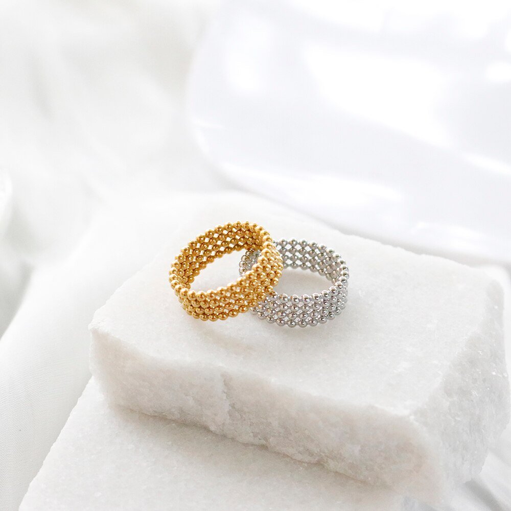 Anel Esferas Dhalia Banhado em Ouro 18K