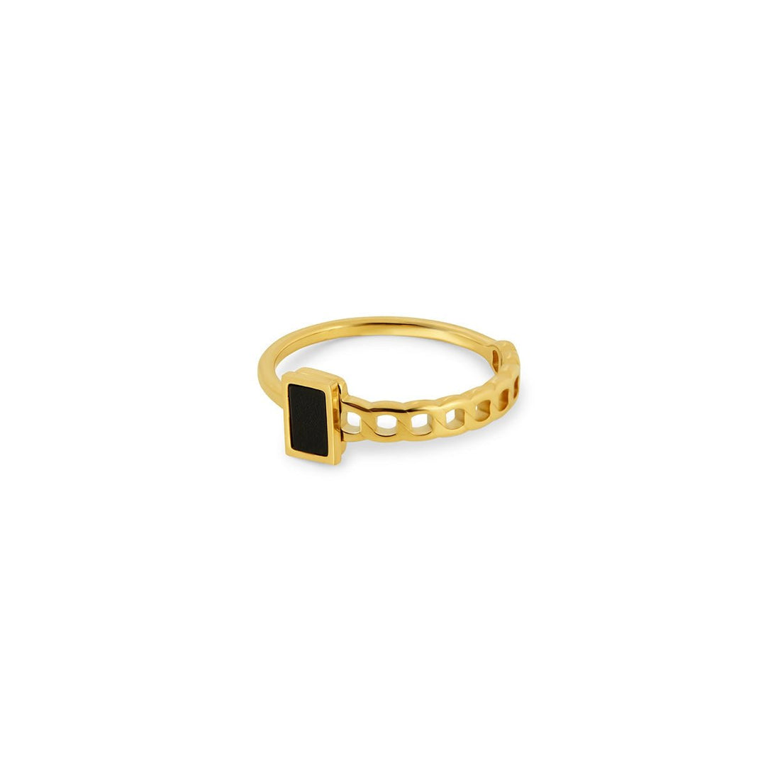 Anel Ônix Lirenne Banhado em Ouro 18K