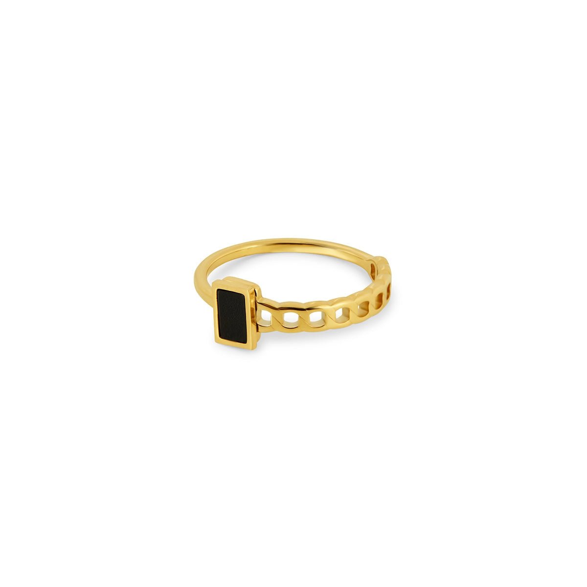 Anel Ônix Lirenne Banhado em Ouro 18K