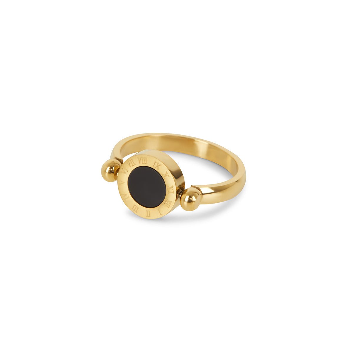 Anel Ônix Noir Banhado em Ouro 18K