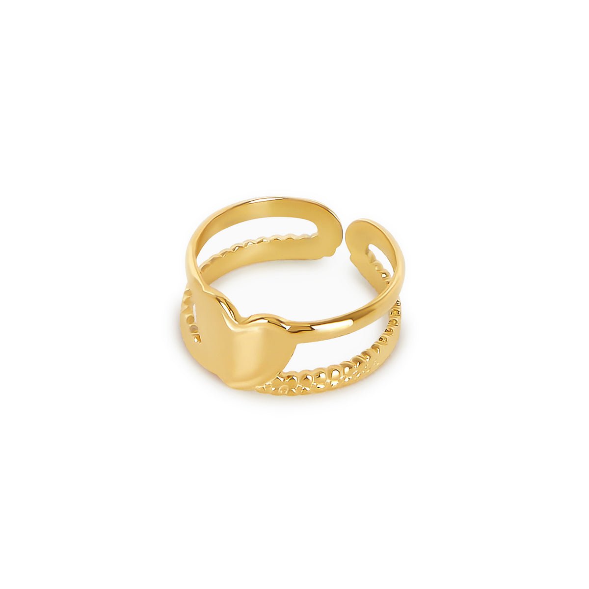 Anel Ajustável Coração Coralie Banhado em Ouro 18K