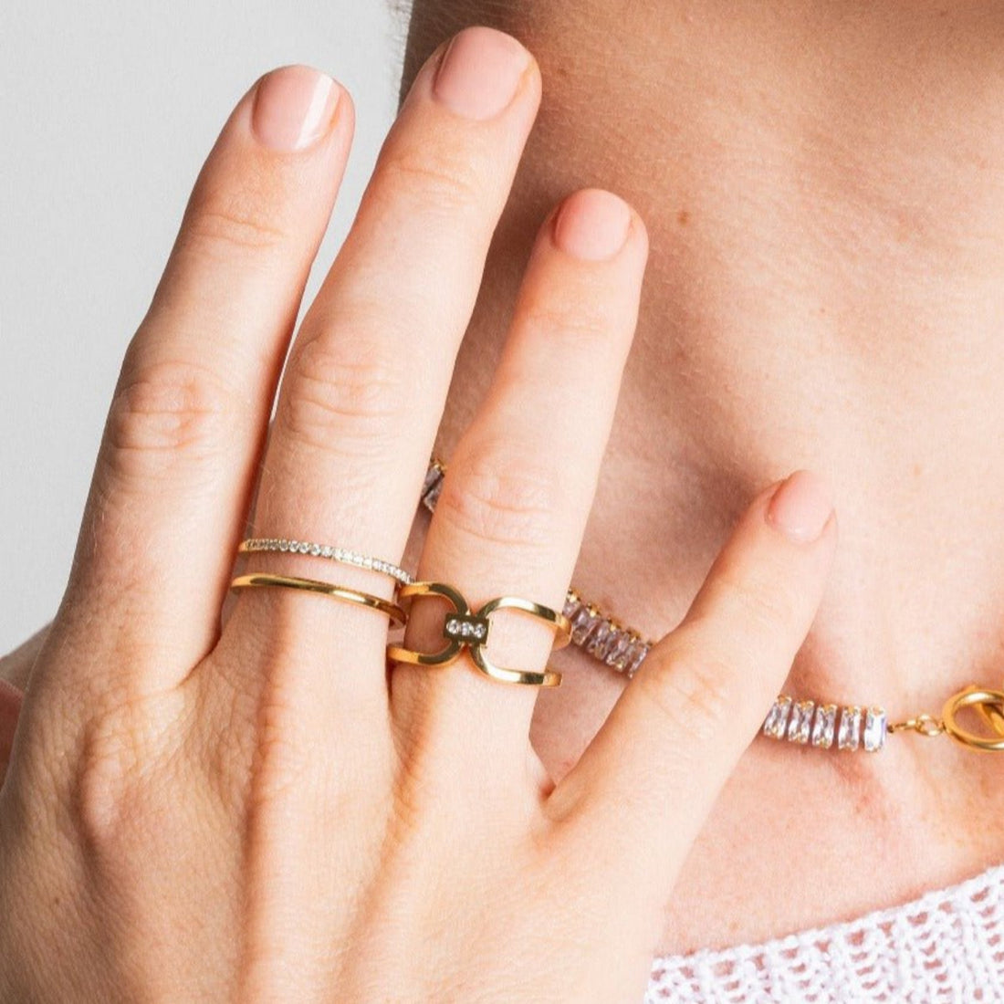 Anel Duplo Sabrine Banhado em Ouro 18K