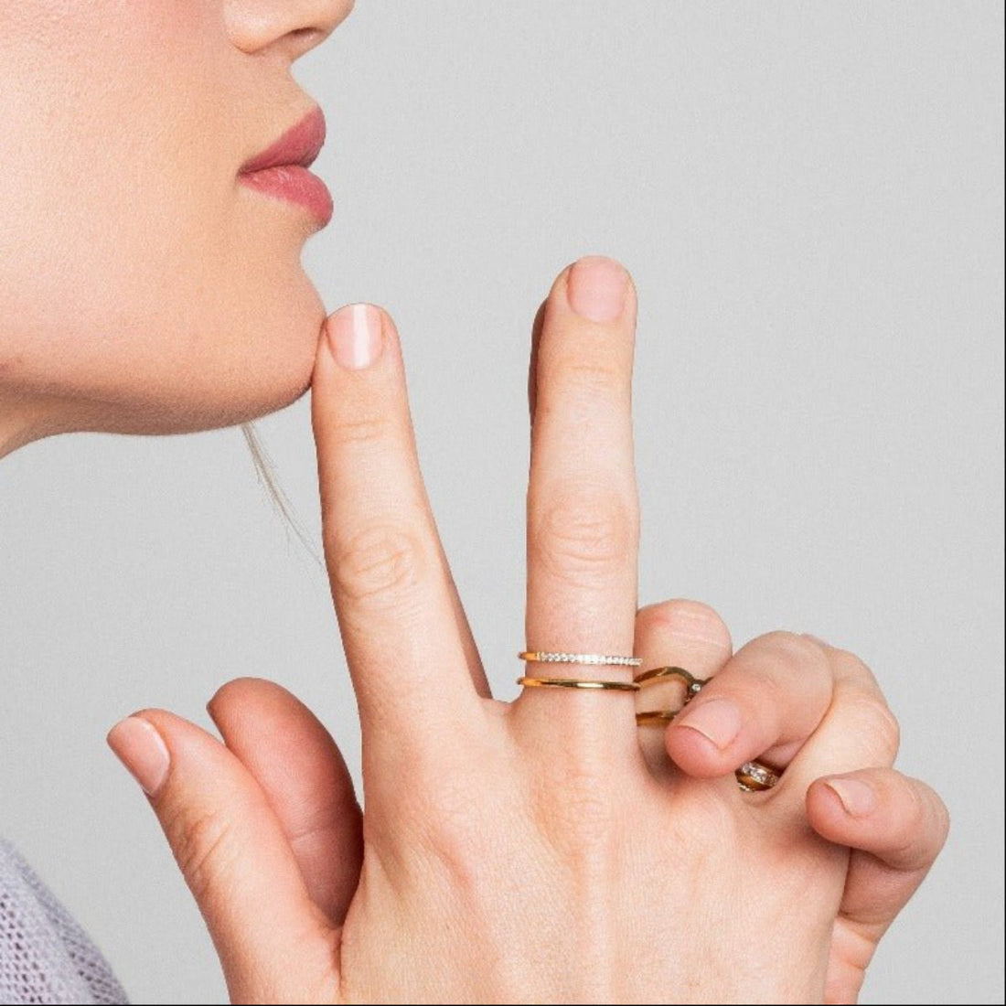 Anel Duplo Sabrine Banhado em Ouro 18K