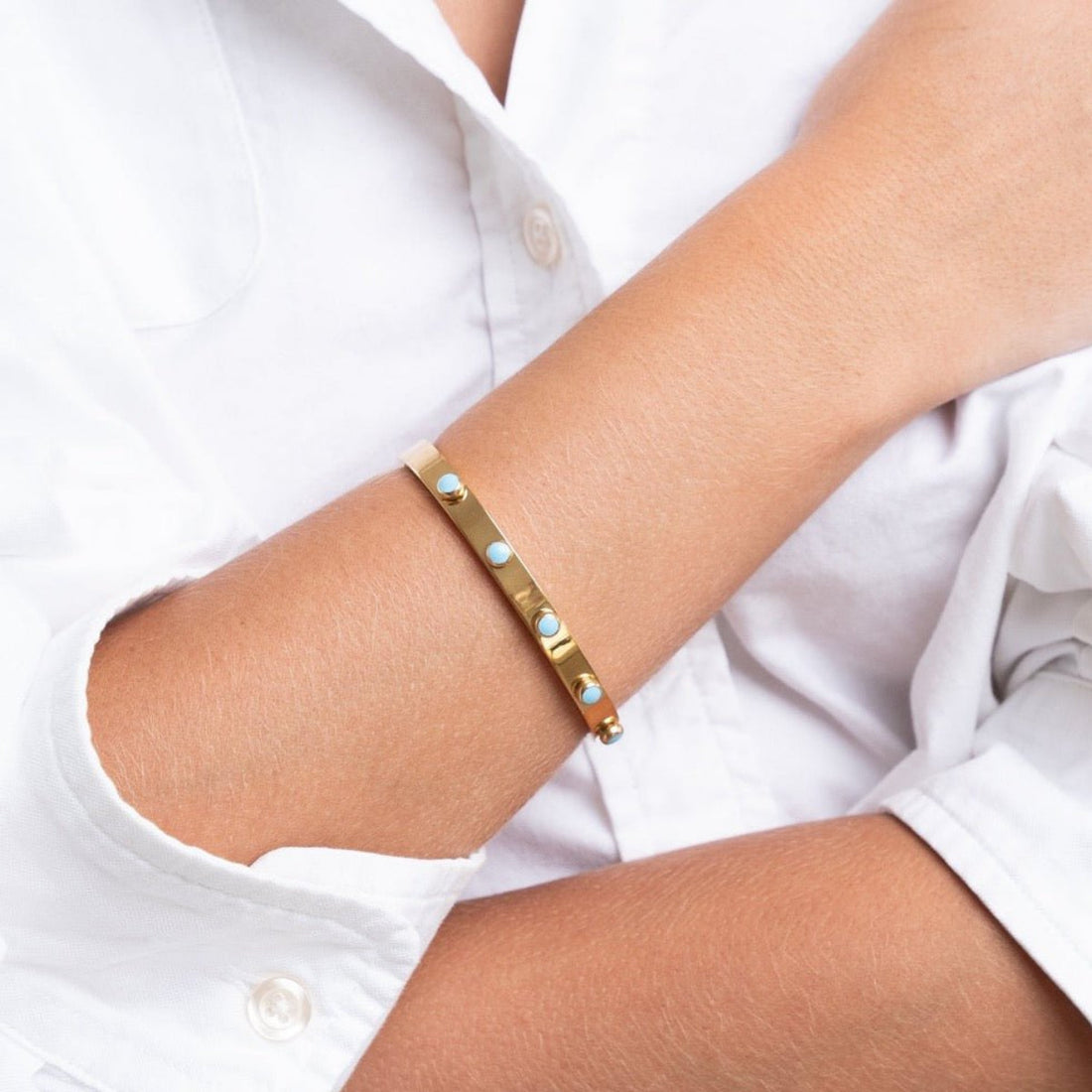 Bracelete Mariana Aqua Banhado em Ouro 18K