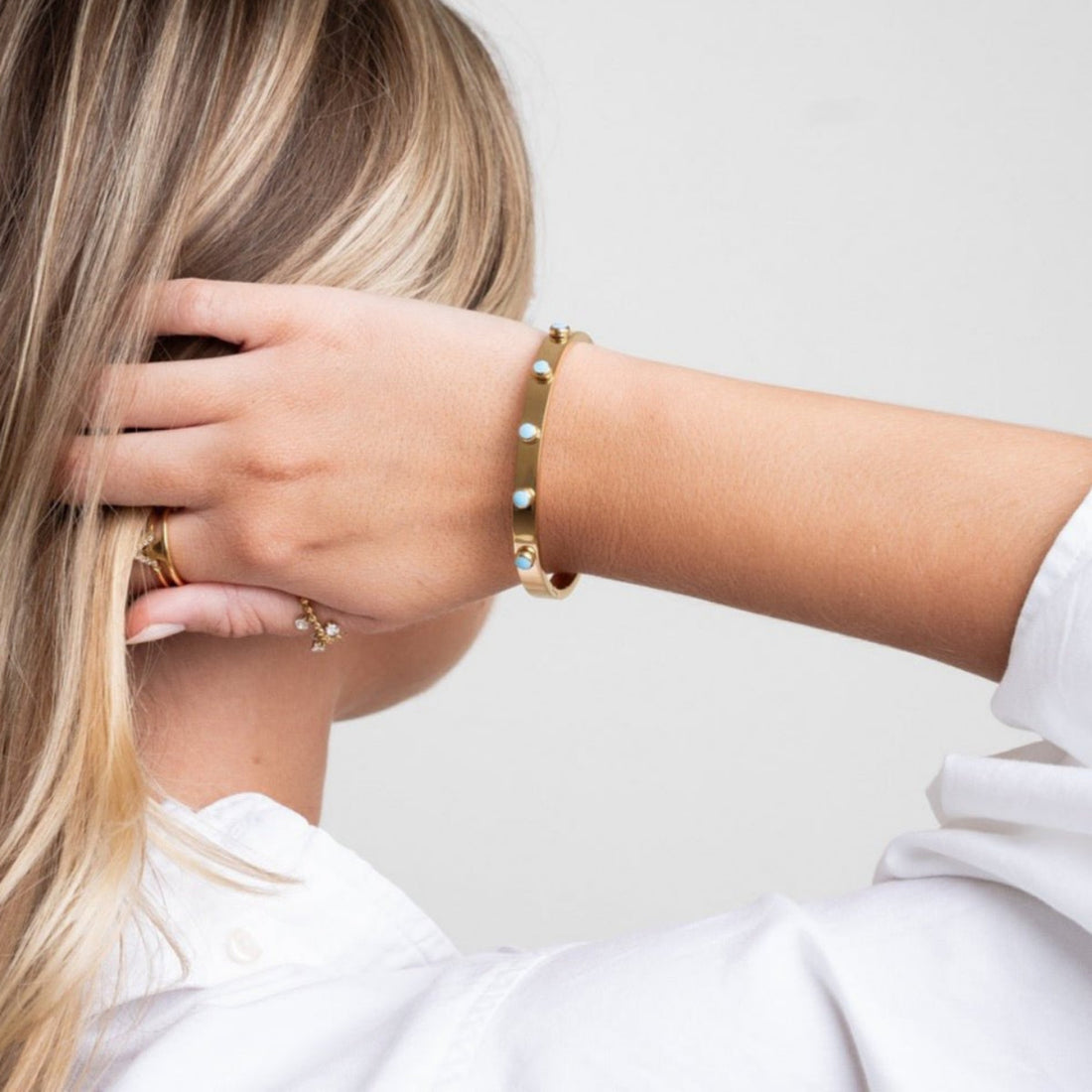 Bracelete Mariana Aqua Banhado em Ouro 18K