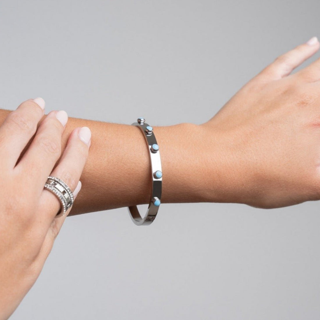 Bracelete Mariana Aqua Prata