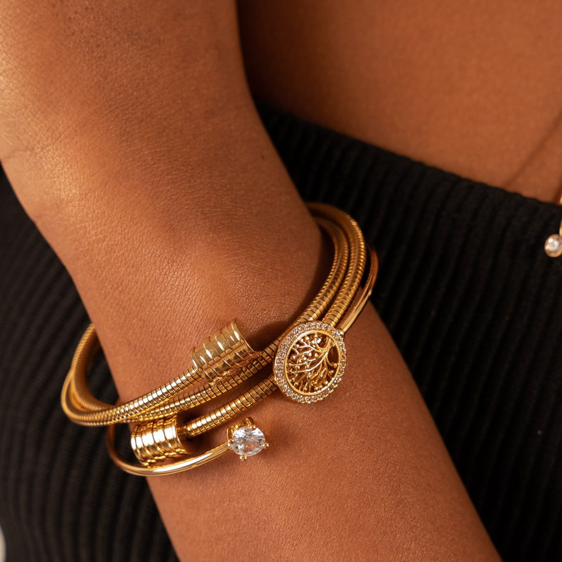 Bracelete Árvore da Vida Eden Banhado em Ouro 18K