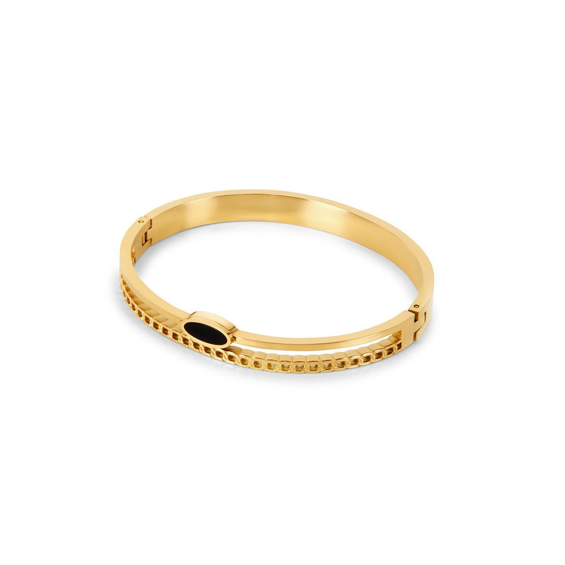 Bracelete Duplo Ônix Noir Banhado em Ouro 18k